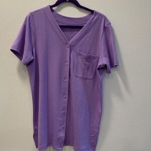 Woman Within Purple Button-Front Tunic
